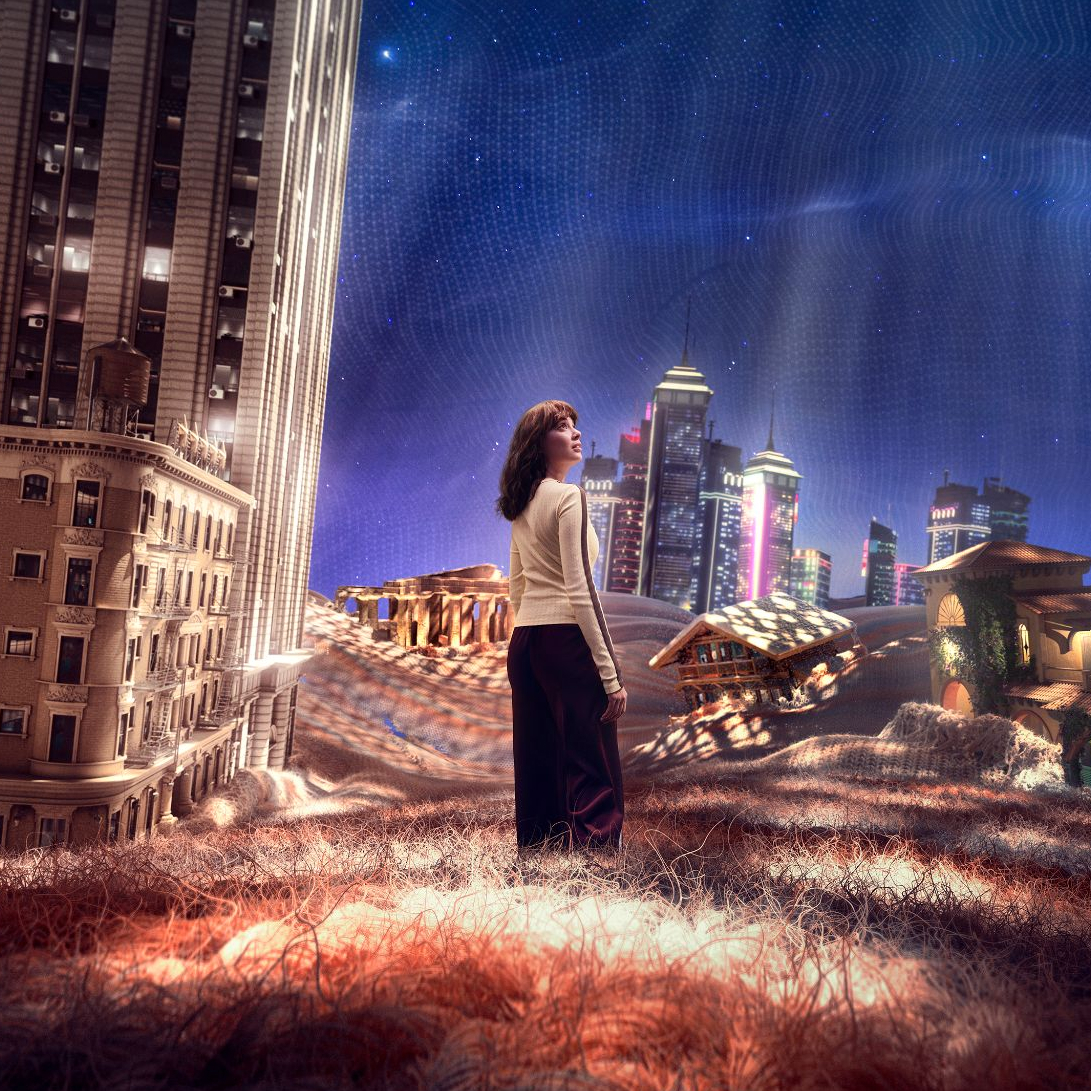 A close up of the protaganist in the global movement cgi world